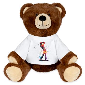 Silhouette de golfeur - Nounours RecycelBär® marron - blanc - Devant