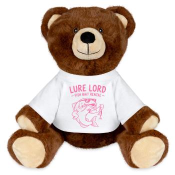 Lure Lord, Funny Angler T-Shirt, Hoodie, Socks - MiniFeet® RecycelBär® Teddy Bear Brown - white - Front