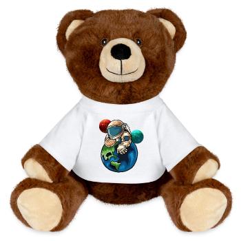 Astronaute serrant la Terre - Nounours RecycelBär® marron - blanc - Devant