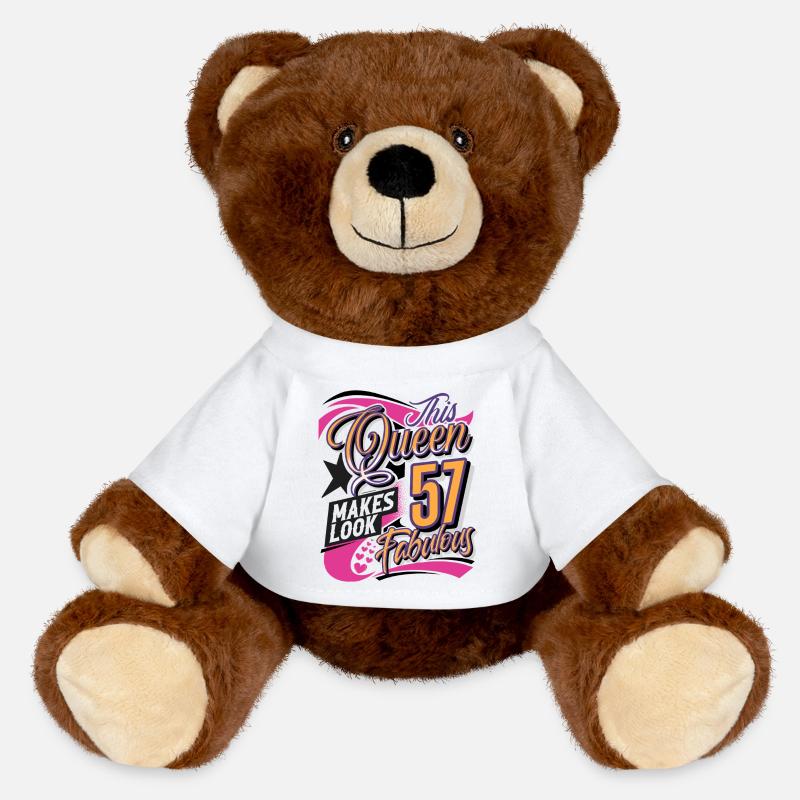 57. Geburtstag Queen - MiniFeet® RecycelBär® Braun - Weiß
