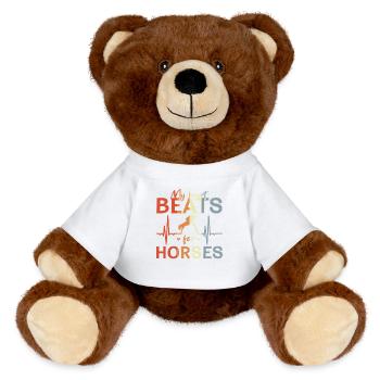 I love horseback riding - MiniFeet® RecycelBär® Teddy Bear Brown - white - Front