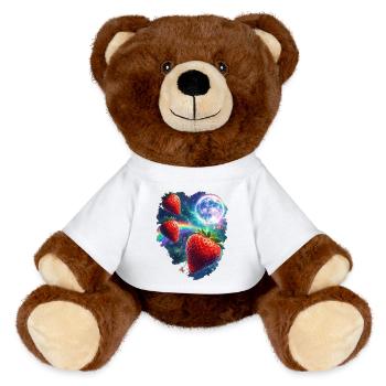 Fraises cosmiques à la lumière des étoiles - Nounours RecycelBär® marron - blanc - Devant
