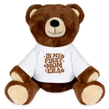 Erster Muttertag Mama Geschenkidee Familie Groovy - MiniFeet® RecycelBär® Braun - Weiß - Vorne