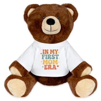 Erster Muttertag Mama Geschenkidee Familie Groovy - MiniFeet® RecycelBär® Braun - Weiß - Vorne