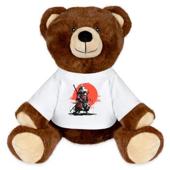 Fox Samurai in Red Sun Armor - MiniFeet® RecycelBär® Teddy Bear Brown - white - Front