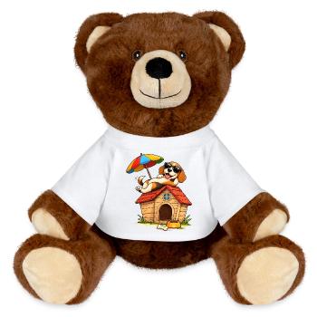 Conception de la maison de vacances des chiens Beagle - Nounours RecycelBär® marron - blanc - Devant