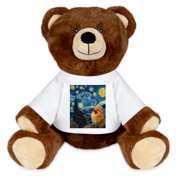 Zwergspitz Spitz Pomeranian - Nounours RecycelBär® marron - blanc - Devant