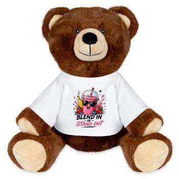 Blend In Or Stand Out Cool Smoothie Saying With - MiniFeet® RecycelBär® Teddy Bear Brown - white - Front