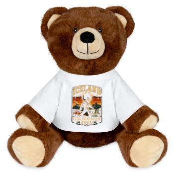 Éclipse solaire totale de Island Patch 2026 - Nounours RecycelBär® marron - blanc - Devant