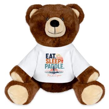 Eat Sleep Paddle SUP Shirt - MiniFeet® RecycelBär® Braun - Weiß - Vorne
