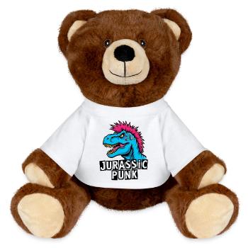 Jurassic Punk T-Rex für Dino Freunde und Rebellen - MiniFeet® RecycelBär® Braun - Weiß - Vorne