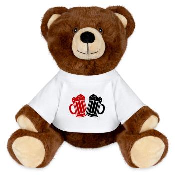 Bierkrug Bier Symbol Prost - MiniFeet® RecycelBär® Braun - Weiß - Vorne