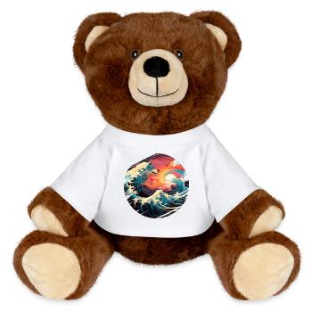 Meer Wellen Wolf Brandung Gischt Ufer Küste - MiniFeet® RecycelBär® Braun - Weiß - Vorne
