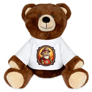 Papy des pompiers - Nounours RecycelBär® marron - blanc - Devant