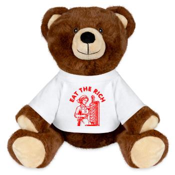 Eat the rich - MiniFeet® RecycelBär® Teddy Bear Brown - white - Front