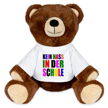 kein hass in der schule - MiniFeet® RecycelBär® Braun - Weiß - Vorne