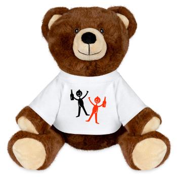 Bière buvant Figurine bâton - Nounours RecycelBär® marron - blanc - Devant