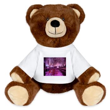 Futuristic City - MiniFeet® RecycelBär® Teddy Bear Brown - white - Front