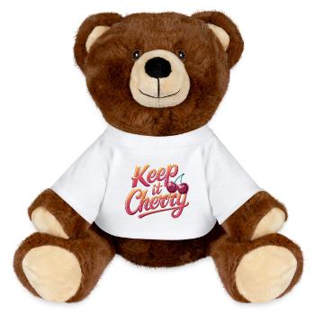 Keep It Cherry Kirschen für einen Kirschen Fans - MiniFeet® RecycelBär® Braun - Weiß - Vorne