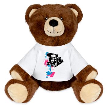 Appareil photo instantané - La peinture dégouline - Nounours RecycelBär® marron - blanc - Devant