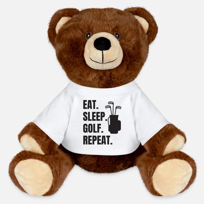 Eat Sleep Golf Repeat - MiniFeet® RecycelBär® Teddy Bear Brown - white