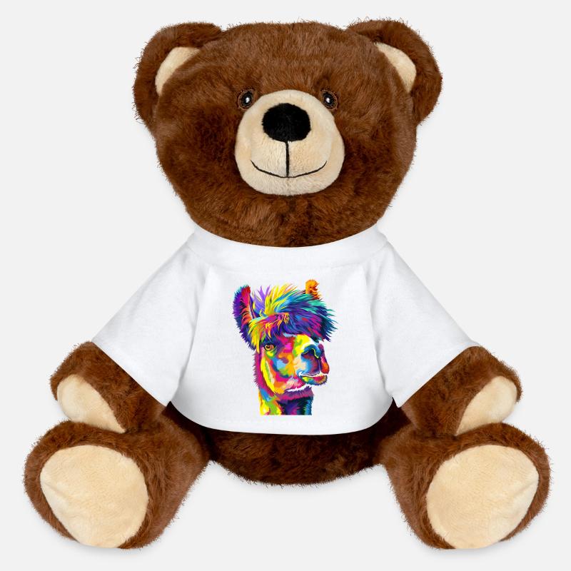 Wahnsinniges Regenbogenlama - MiniFeet® RecycelBär® Braun - Weiß