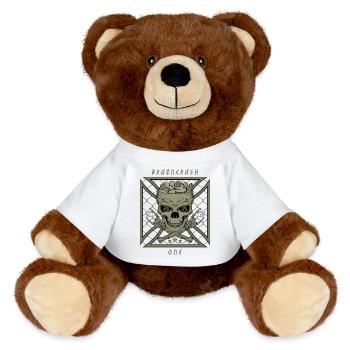 Gehirn Crash eins - MiniFeet® RecycelBär® Braun - Weiß - Vorne