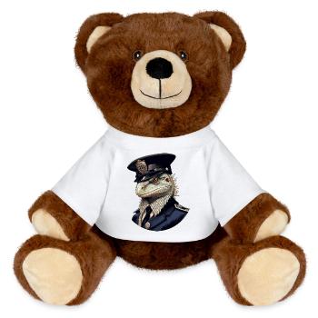 Police Lizards - MiniFeet® RecycelBär® Teddy Bear Brown - white - Front