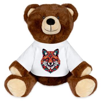 Renard décoré de Mandalas - Nounours RecycelBär® marron - blanc - Devant