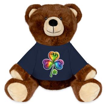 Shamrock / Lucky Charm / Symbol / Irish Charm - MiniFeet® RecycelBär® Teddy Bear Brown - french navy - Front