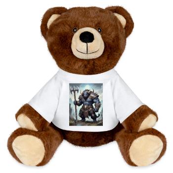 A monstrous behemoth beast a Water buffalo - MiniFeet® RecycelBär® Teddy Bear Brown - white - Front