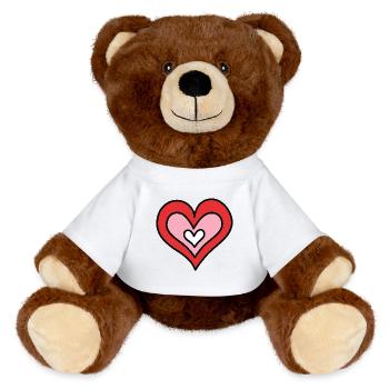 Coeur dessiné à la main - Nounours RecycelBär® marron - blanc - Devant