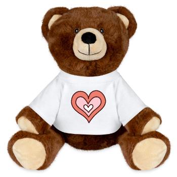 Coeur dessiné à la main - Nounours RecycelBär® marron - blanc - Devant