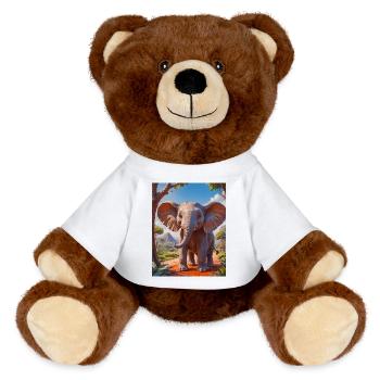 Animaux africains super mignons – éléphant - Nounours RecycelBär® marron - blanc - Devant