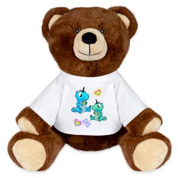 Einhorn Drache Retro Kinder Kind Baby - MiniFeet® RecycelBär® Braun - Weiß - Vorne