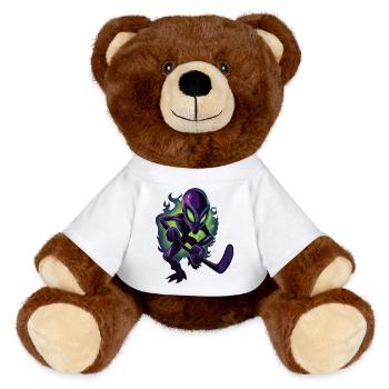 Alien Hockey Player – Sci-Fi Sports Crossover Art - MiniFeet® RecycelBär® Teddy Bear Brown - white - Front