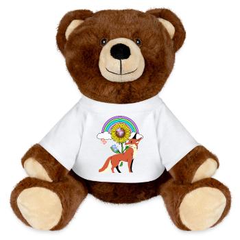 Regenbogen Fuchs Sonnenblume Kinder - MiniFeet® RecycelBär® Braun - Weiß - Vorne