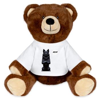 Nein Schwarzer Schäferhund Schäferhundbesitzer  - MiniFeet® RecycelBär® Braun - Weiß - Vorne