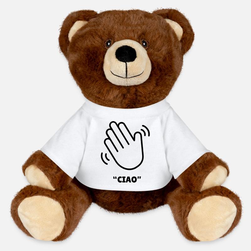 Ciao – Conception de la main agitée - Nounours RecycelBär® marron - blanc