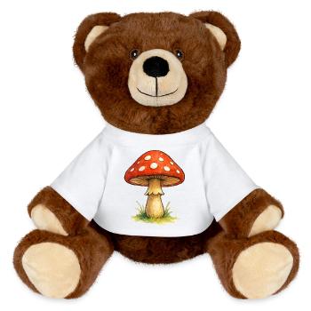 Aquarelle Motif Forêt De Champignons Rouges - Nounours RecycelBär® marron - blanc - Devant