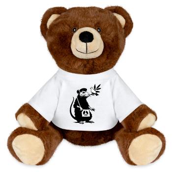 Rat noir et blanc avec symbole de paix de colombe - Nounours RecycelBär® marron - blanc - Devant