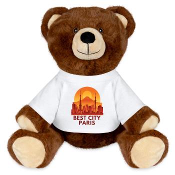 Silhouette de la Meilleure Ville Paris - Nounours RecycelBär® marron - blanc - Devant