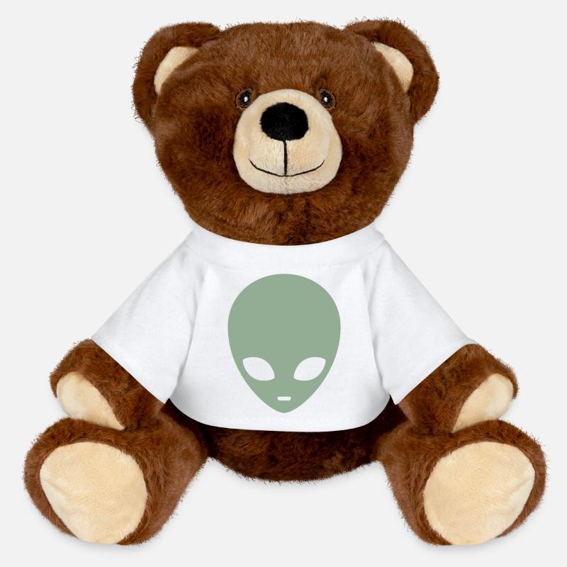 Tête d’extraterrestre menthe atténuée - Nounours RecycelBär® marron - blanc