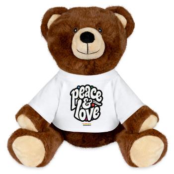 PEACE LOVE #5 - let's talk - Nounours RecycelBär® marron - blanc - Devant