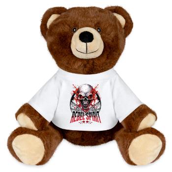 crâne squelette moto motard gang - Nounours RecycelBär® marron - blanc - Devant