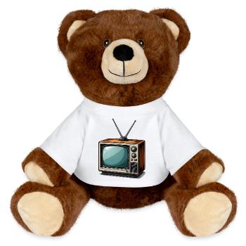 Retro TV with antennas - MiniFeet® RecycelBär® Teddy Bear Brown - white - Front