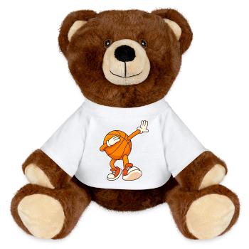 Basketball Mascot Dunks - MiniFeet® RecycelBär® Teddy Bear Brown - white - Front