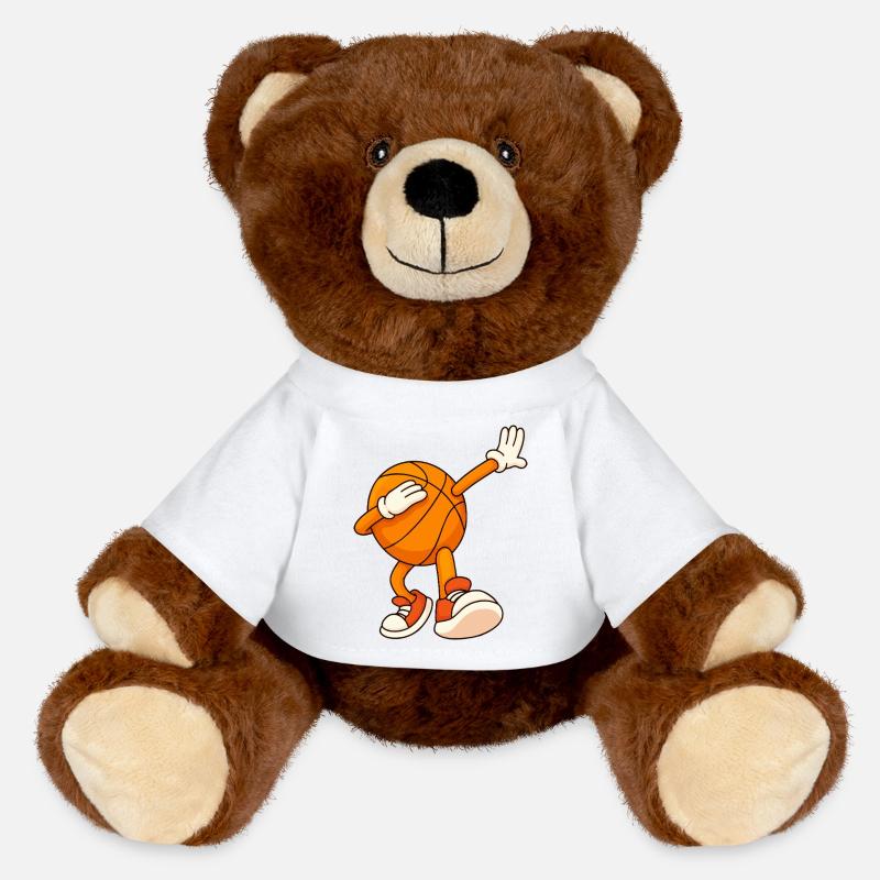 Mascotte de basket-ball : dunks - Nounours RecycelBär® marron - blanc