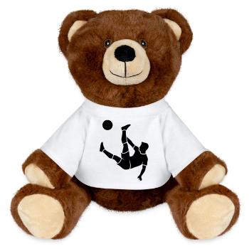 Overhead kick soccer goal scorer vector - MiniFeet® RecycelBär® Teddy Bear Brown - white - Front