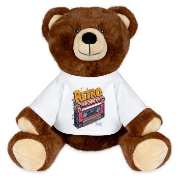 BOOMBOX KIDS - classic retro style - MiniFeet® RecycelBär® Teddy Bear Brown - white - Front